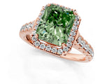 Rose gold Fancy Green Radiant  Halo Pavé Diamond Engagement Ring with Four-Prong Setting_28