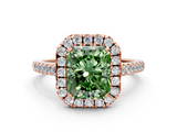 Rose gold Fancy Green Radiant  Halo Pavé Diamond Engagement Ring with Four-Prong Setting_3