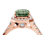 Rose gold Fancy Green Radiant  Halo Pavé Diamond Engagement Ring with Four-Prong Setting_31