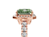 Rose gold Fancy Green Radiant  Halo Pavé Diamond Engagement Ring with Four-Prong Setting_32