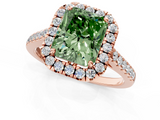 Rose gold Fancy Green Radiant  Halo Pavé Diamond Engagement Ring with Four-Prong Setting_4