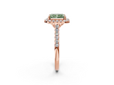 Rose gold Fancy Green Radiant  Halo Pavé Diamond Engagement Ring with Four-Prong Setting_5