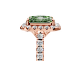 Rose gold Fancy Green Radiant  Halo Pavé Diamond Engagement Ring with Four-Prong Setting_8