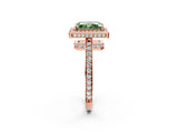 Rose gold Fancy Green Radiant  Halo Pave Band Solitaire Ring with Prong Setting_68