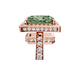 Rose gold Fancy Green Radiant  Halo Pave Band Solitaire Ring with Prong Setting_71