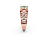 Rose gold Fancy Green Radiant  Halo Pave Diamond Engagement Ring with Milgrain Detailing_51