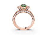 Rose gold Fancy Green Radiant  Halo Pave Diamond Engagement Ring with Milgrain Detailing_52