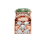 Rose gold Fancy Green Radiant  Halo Pave Diamond Engagement Ring with Milgrain Detailing_54