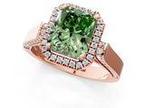 Rose gold Fancy Green Radiant  Halo Pave Split Shank Prong Setting Ring_27