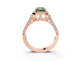 Rose gold Fancy Green Radiant  Halo Pave Split Shank Prong Setting Ring_29