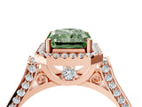 Rose gold Fancy Green Radiant  Halo Pave Split Shank Prong Setting Ring_30