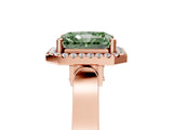 Rose gold Fancy Green Radiant  Halo Pave Split Shank Prong Setting Ring_31
