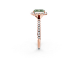 Rose gold Fancy Green Radiant  Halo Round Diamond Pavé Band Four-Prong Ring_5