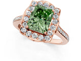 Rose gold Fancy Green Radiant  Halo Round Diamond Pave Band with Four-Prong Setting_39