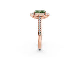 Rose gold Fancy Green Radiant  Halo Round Diamond Pave Band with Four-Prong Setting_40
