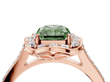 Rose gold Fancy Green Radiant  Halo Round Diamond Pave Band with Four-Prong Setting_42