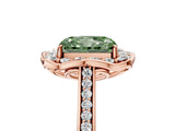 Rose gold Fancy Green Radiant  Halo Round Diamond Pave Band with Four-Prong Setting_43