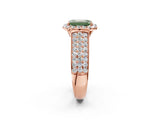 Rose gold Fancy Green Radiant  Halo Round Diamond Pave Band with Prong Setting 2