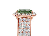 Rose gold Fancy Green Radiant  Halo Round Diamond Pave Band with Prong Setting 5