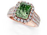 Rose gold Fancy Green Radiant  Halo Round Diamond Pave Band with Prong Setting_56