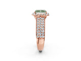 Rose gold Fancy Green Radiant  Halo Round Diamond Pave Band with Prong Setting_57