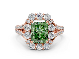 Rose gold Fancy Green Radiant  Halo Split Shank Diamond Engagement Ring with Pave Band and Four-Prong Setting_54