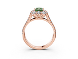 Rose gold Fancy Green Radiant  Halo Split Shank Diamond Engagement Ring with Pave Band and Four-Prong Setting_57