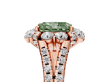 Rose gold Fancy Green Radiant  Halo Split Shank Diamond Engagement Ring with Pave Band and Four-Prong Setting_59