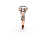 Rose gold Fancy Green Radiant  Halo Split Shank Diamond Engagement Ring with Prong Setting_22