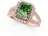 Rose gold Fancy Green Radiant  Halo Split Shank Diamond Ring with Four-Prong Setting_33