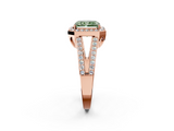 Rose gold Fancy Green Radiant  Halo Split Shank Diamond Ring with Four-Prong Setting_34