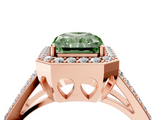 Rose gold Fancy Green Radiant  Halo Split Shank Diamond Ring with Four-Prong Setting_36