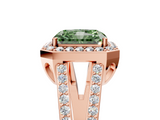 Rose gold Fancy Green Radiant  Halo Split Shank Diamond Ring with Four-Prong Setting_37