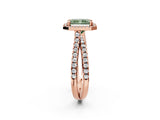Rose gold Fancy Green Radiant  Halo Split Shank Diamond Ring with Pavé Setting_28