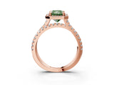 Rose gold Fancy Green Radiant  Halo Split Shank Diamond Ring with Pavé Setting_29