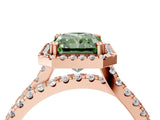 Rose gold Fancy Green Radiant  Halo Split Shank Diamond Ring with Pavé Setting_30