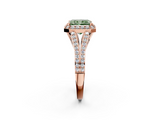 Rose gold Fancy Green Radiant  Halo Split Shank Diamond Ring with Prong Setting_22