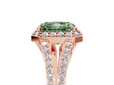 Rose gold Fancy Green Radiant  Halo Split Shank Diamond Ring with Prong Setting_25