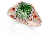 Rose gold Fancy Green Radiant  Halo Split Shank Pave Diamond Ring with Four-Prong Setting_50