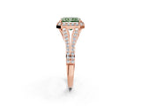 Rose gold Fancy Green Radiant  Halo Split Shank Pave Diamond Ring with Four-Prong Setting_51