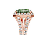 Rose gold Fancy Green Radiant  Halo Split Shank Pave Diamond Ring with Four-Prong Setting_54