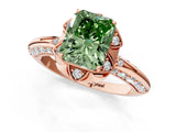 Rose gold Fancy Green Radiant  Halo Split Shank Pave Diamond Ring with Petal Prong Setting_20
