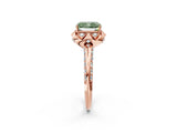 Rose gold Fancy Green Radiant  Halo Split Shank Pave Diamond Ring with Petal Prong Setting_21