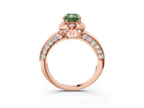 Rose gold Fancy Green Radiant  Halo Split Shank Pave Diamond Ring with Petal Prong Setting_22