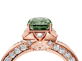 Rose gold Fancy Green Radiant  Halo Split Shank Pave Diamond Ring with Petal Prong Setting_23