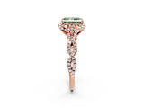 Rose gold Fancy Green Radiant  Halo Twist Band Solitaire Ring with Six-Prong Setting_5