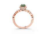 Rose gold Fancy Green Radiant  Halo Twist Band Solitaire Ring with Six-Prong Setting_6