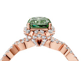 Rose gold Fancy Green Radiant  Halo Twist Band Solitaire Ring with Six-Prong Setting_7