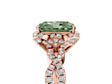 Rose gold Fancy Green Radiant  Halo Twist Band Solitaire Ring with Six-Prong Setting_8