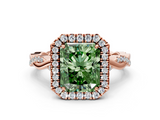 Rose gold Fancy Green Radiant  Halo Twist Band Solitaire Ring_55
